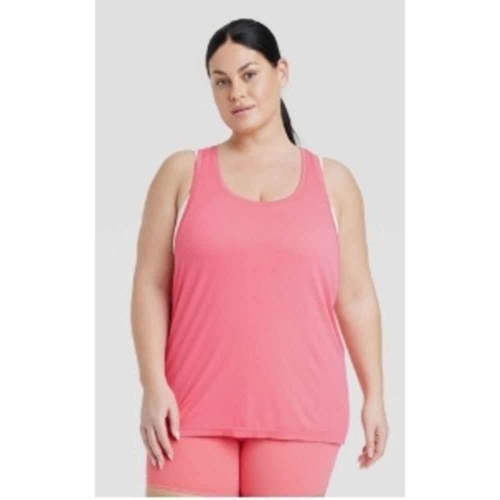 All in Motion Womens Seamless Core Tank Pink Racerback Activewear Top 3X NEW